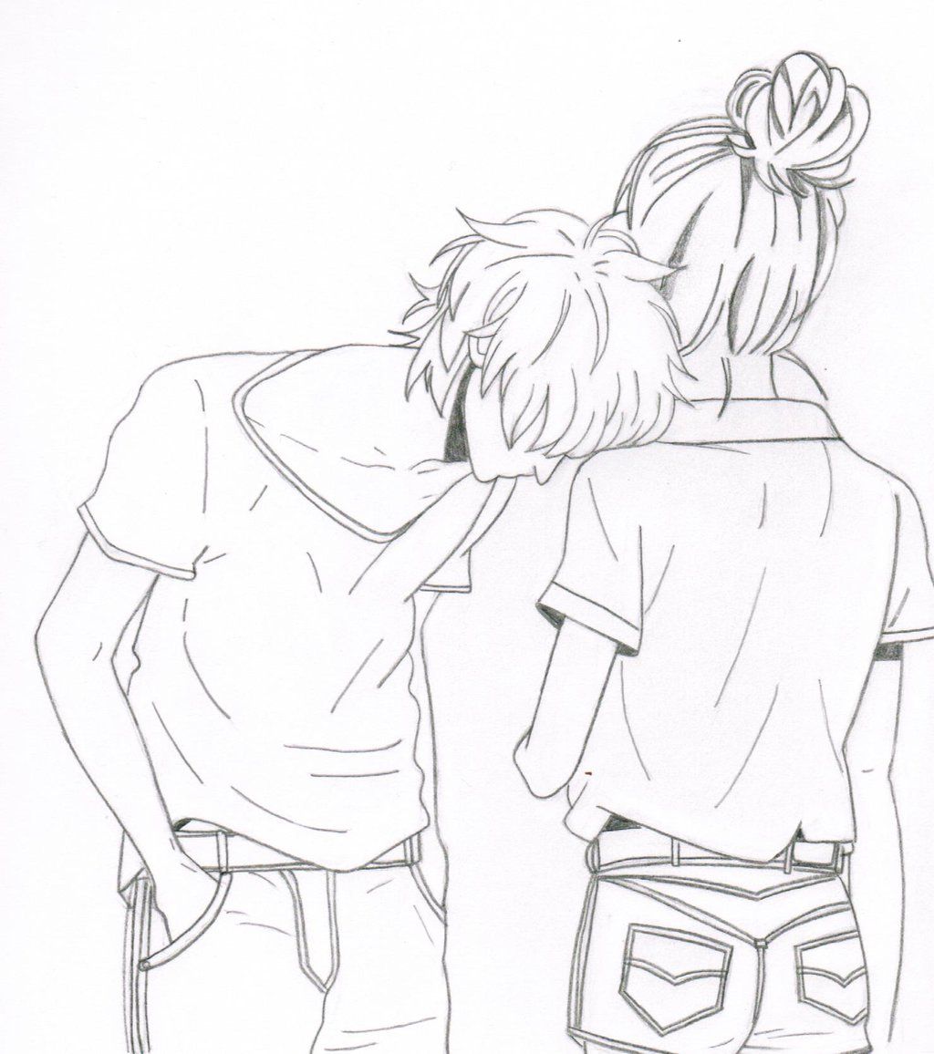 1024x1156 Cute Anime Couple By On @ - Cute Anime Couple Sketch