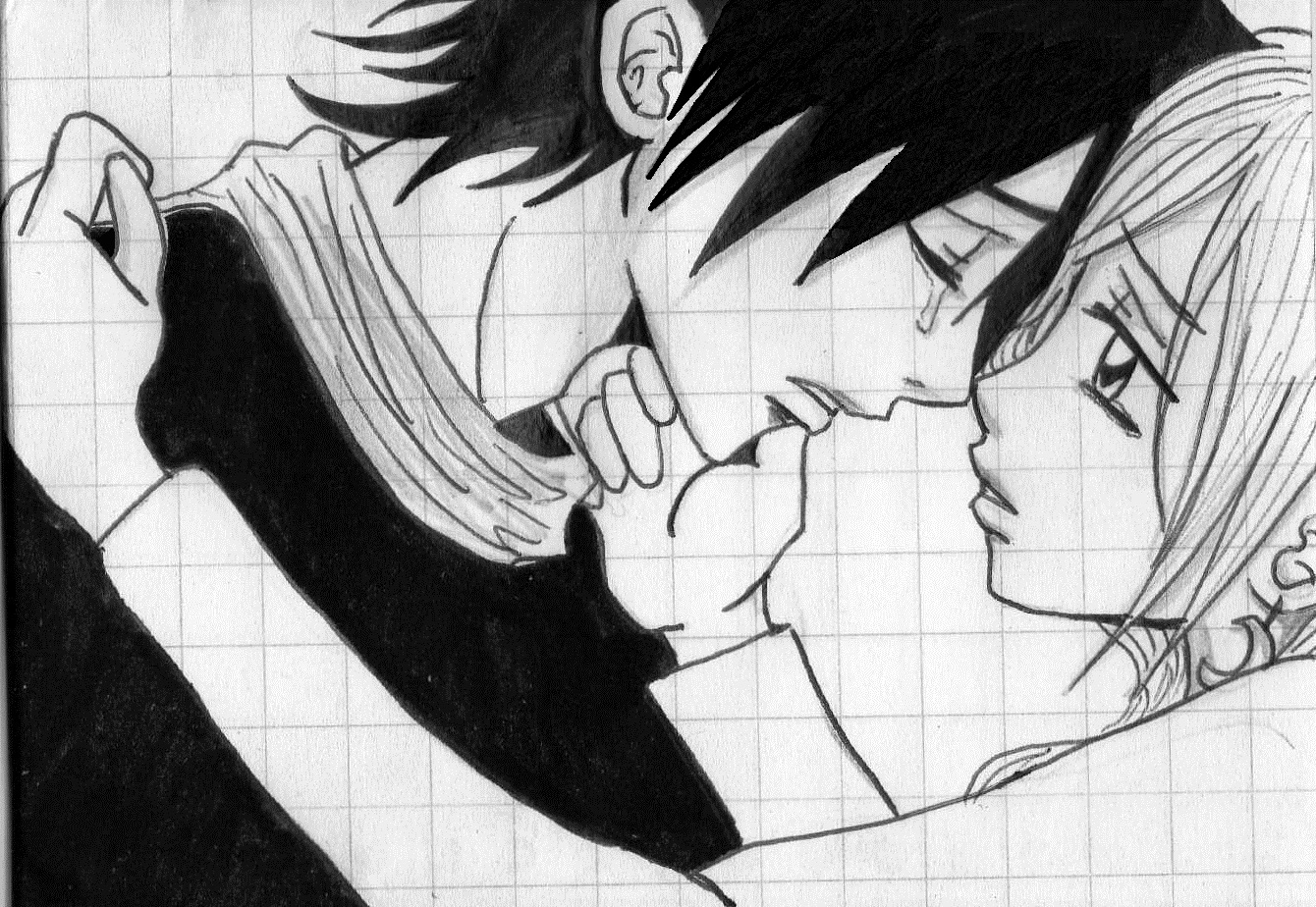 1340x924 Collection Of Sad Couple Drawing High Quality, Free Cliparts - Cute Anime Couple Sketch