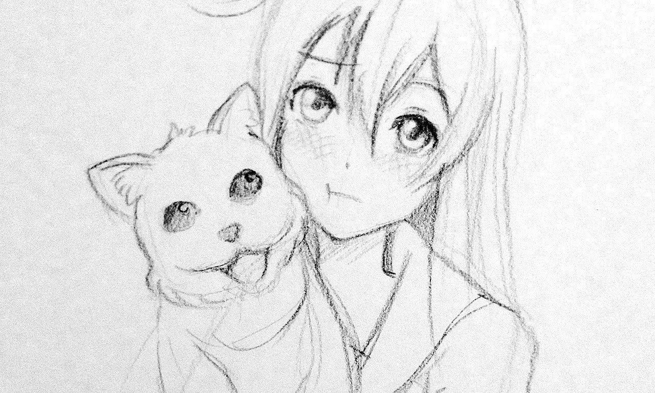 1280x768 I Draw A Cute Anime Girl - Cute Anime Girl Sketch