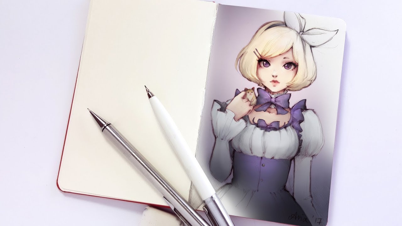 1280x720 Sketching Cute Anime Girl - Cute Anime Sketches