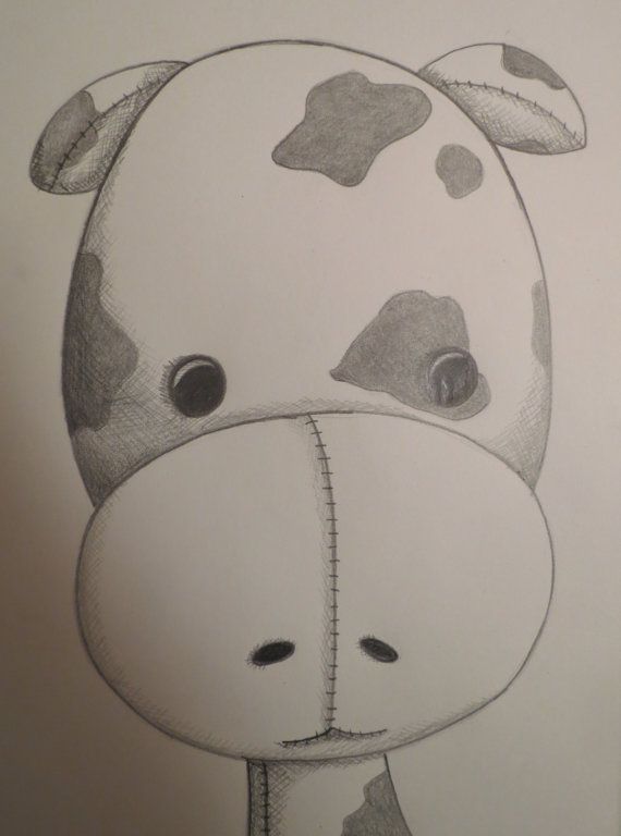 570x768 Cute Baby Cow Calf Nursery Art - Cute Baby Sketch