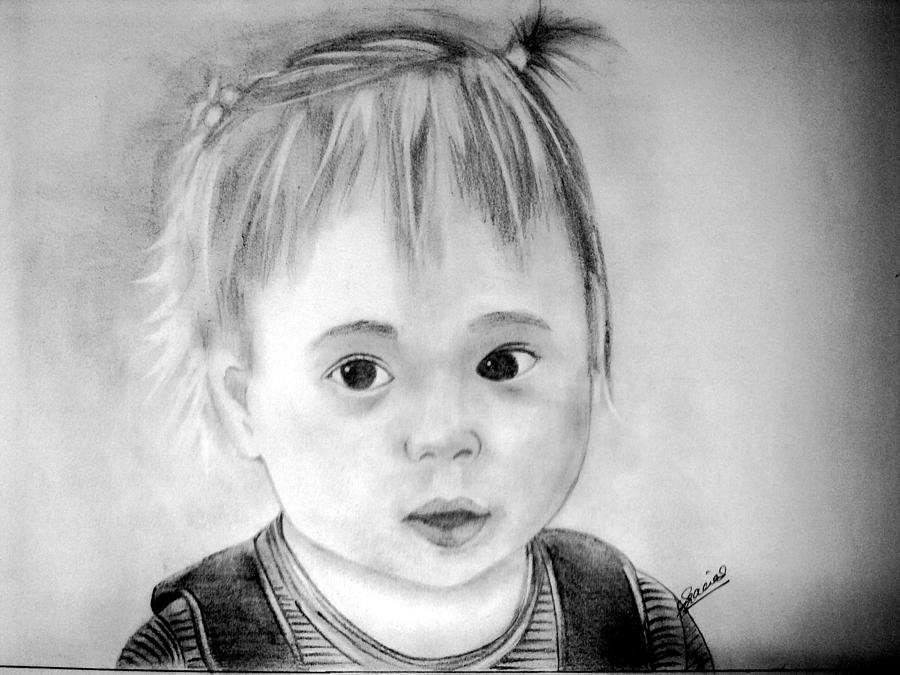 900x675 A Cute Baby Sketch Drawing By Sharon Gracias - Cute Baby Sketch