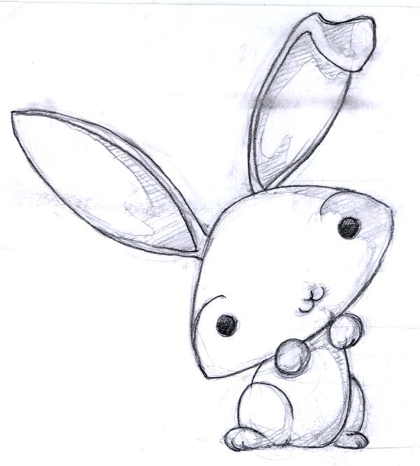 600x666 Collection Of Rabbit Drawing Funny High Quality, Free - Cute Bunny Sketch