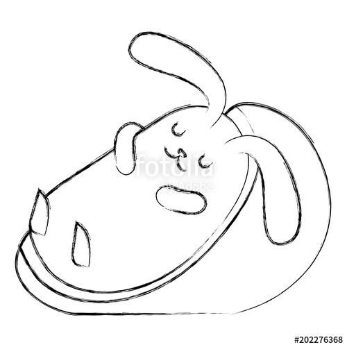 500x500 Cute Bunny Sleeping In The Cushion Vector Illustration Sketch - Cute Bunny Sketch