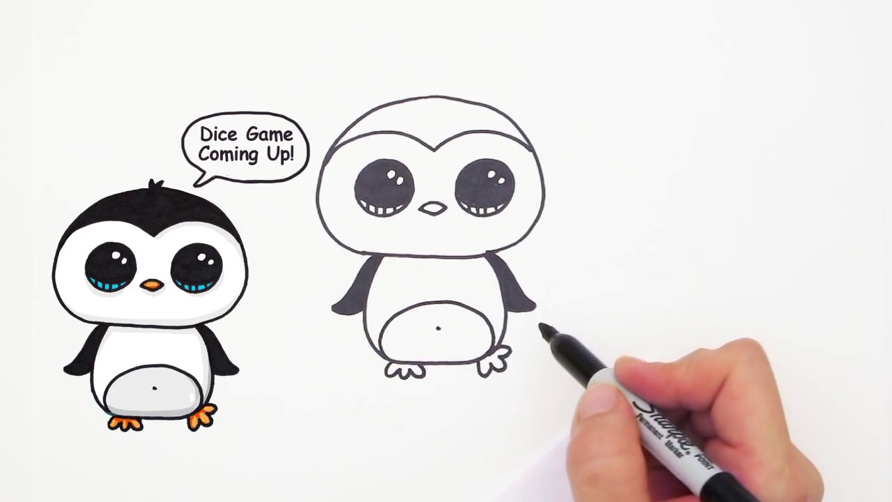 1280x720 Easy Cute Penguin Cartoon Drawing Pictures - Cute Cartoon Sketches