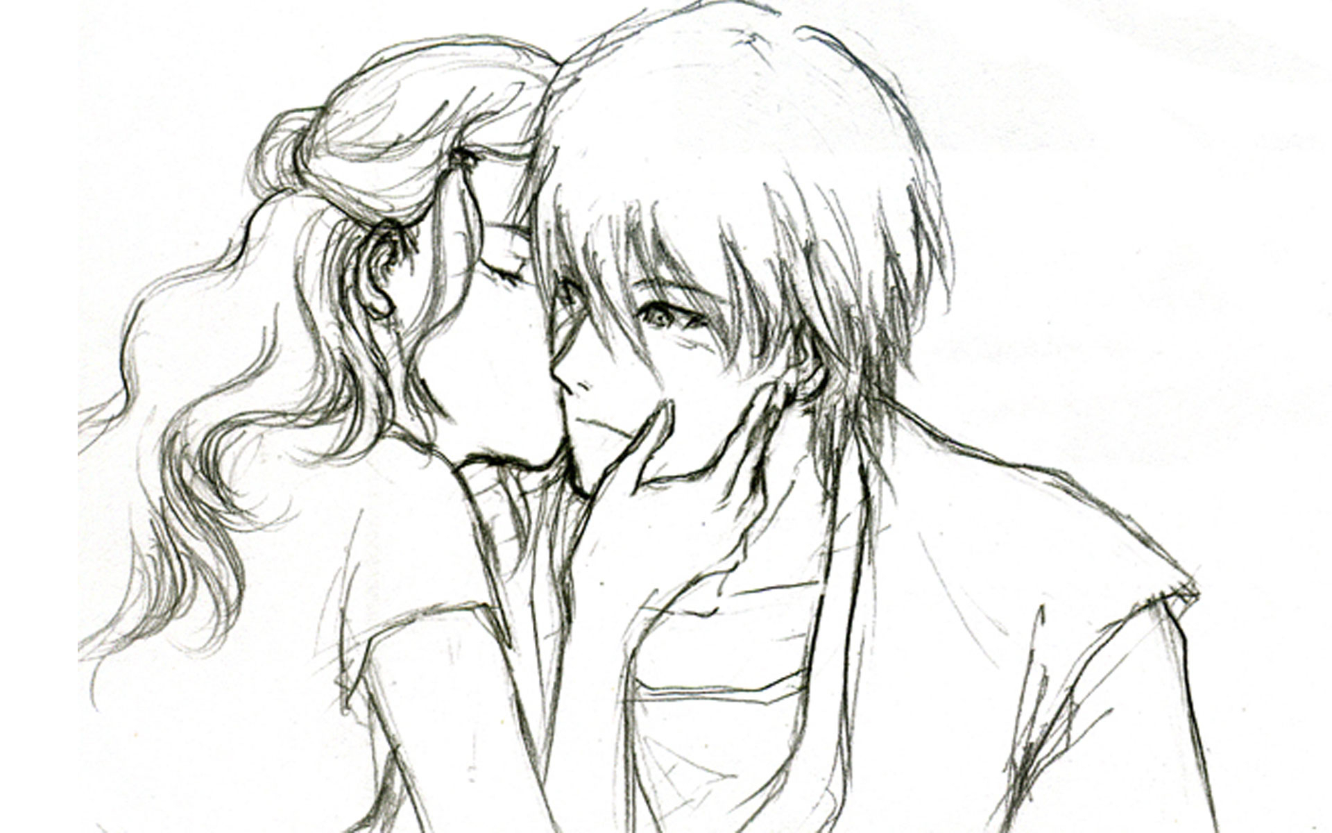 1920x1200 Cute Couples Sketches To Pencil Sketches Krishna By For Picell.club - Cute Couple Sketches