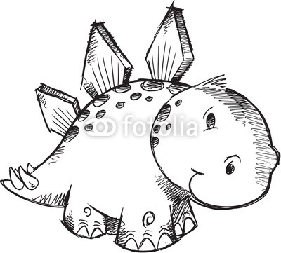 400x361 Cute Sketch Doodle Stegosaurus Dinosaur Vector Illustration Text - Cute Dinosaur Sketch