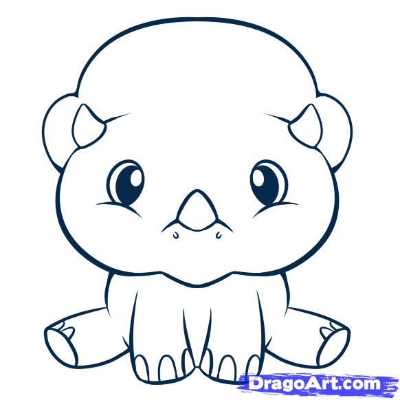 582x582 How To Draw A Dinosaur For Kids Step By Dinosaurs Easy Cute - Cute Dinosaur Sketch