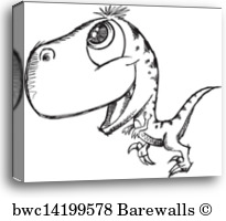 205x200 Canvas Print Of Sketch Doodle Cute Dinosaur Barewalls Posters - Cute Dinosaur Sketch
