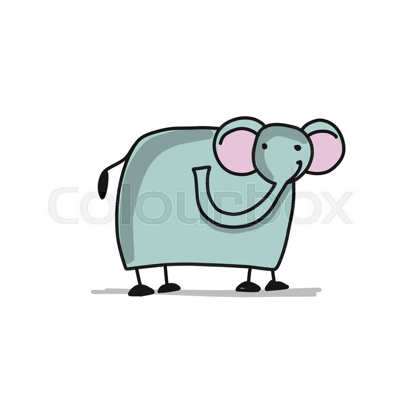 800x800 Cute Elephant, Sketch For Your Design. Vector Illustration Stock - Cute Elephant Sketch