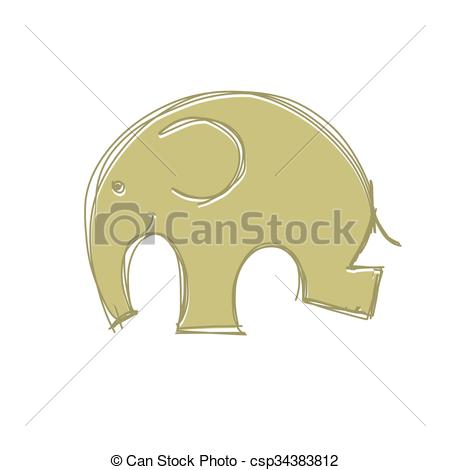 450x470 Cute Elephant Sketch For Your Design. Vector Illustration Vector - Cute Elephant Sketch