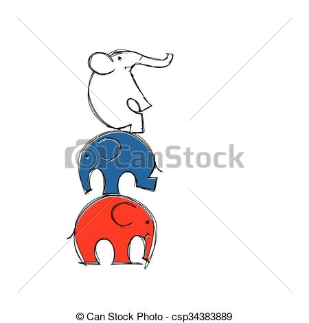 450x470 Cute Elephants Sketch For Your Design. Vector Illustration Vector - Cute Elephant Sketch