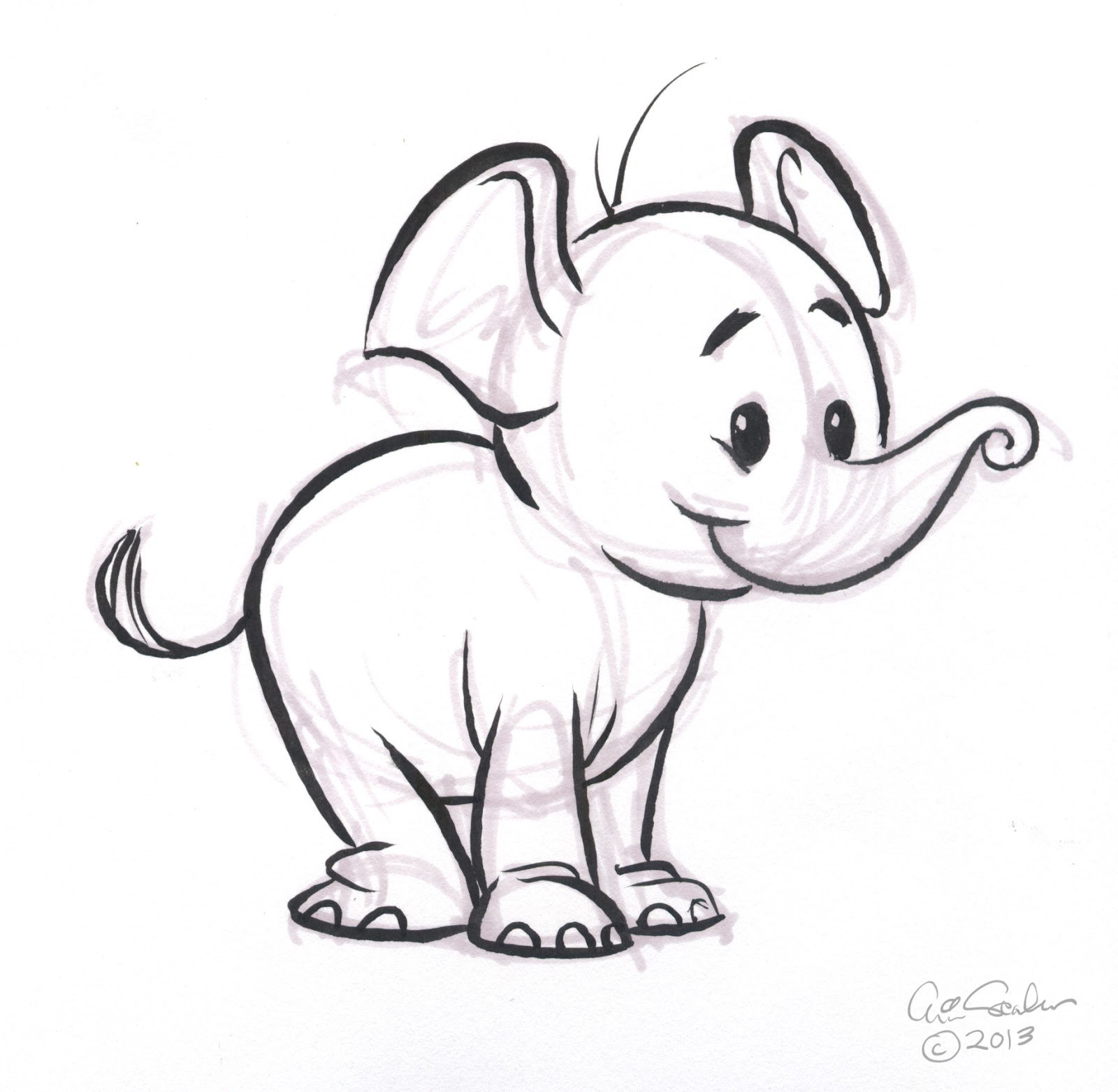 Cute Elephant Sketch at PaintingValley.com | Explore collection of Cute