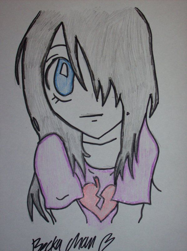 600x803 Emo Drawing How To Draw Cute Emo Girl Artsy - Cute Emo Sketch