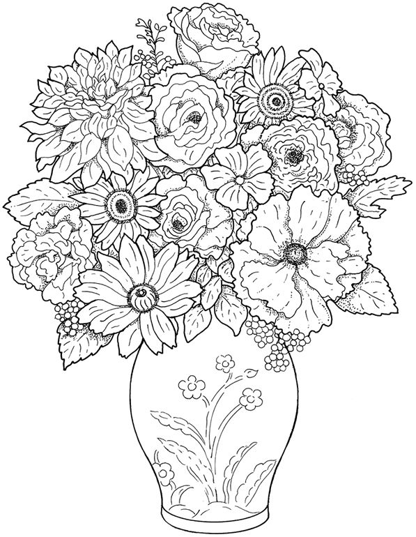 597x770 Photos Cute Flower Vase For Drawing With Many Flower, - Cute Flower Sketches