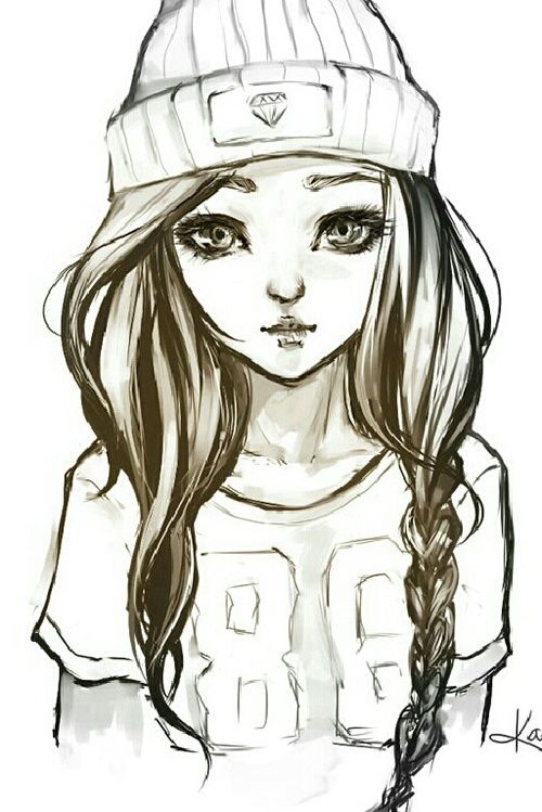 Cute Girl Sketch at PaintingValley.com | Explore collection of Cute ...