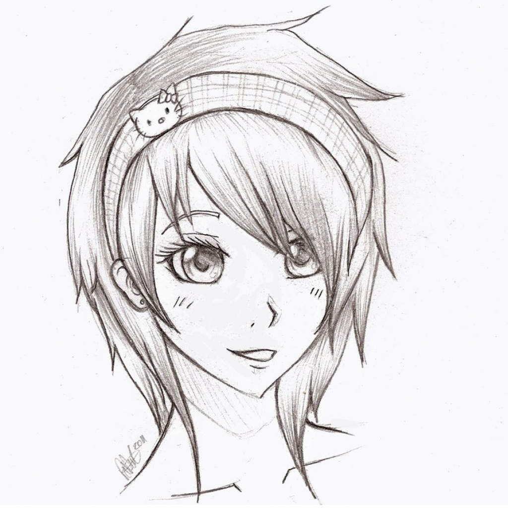 Cute Girl Sketch Images at PaintingValley.com | Explore collection of ...