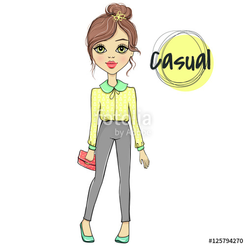 500x500 Fashion And Cute Vector Girl. Sketch Style. Young Model. Stylish - Cute Girl Sketch Images