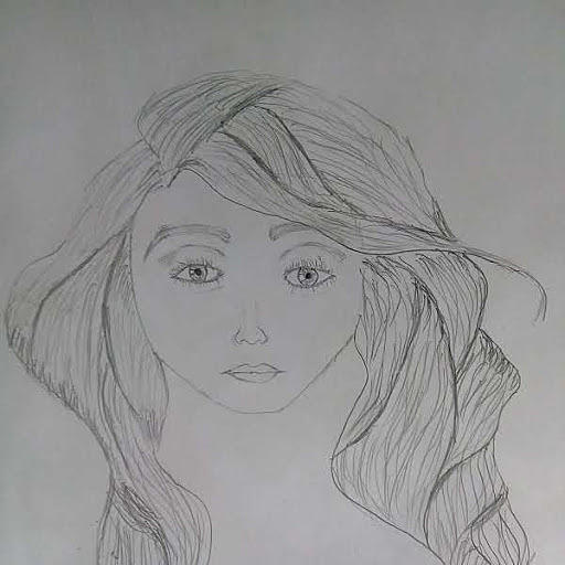 512x512 Cute Eyes Girl Sketch Painting By Shanawar Ali - Cute Girl Sketch Images