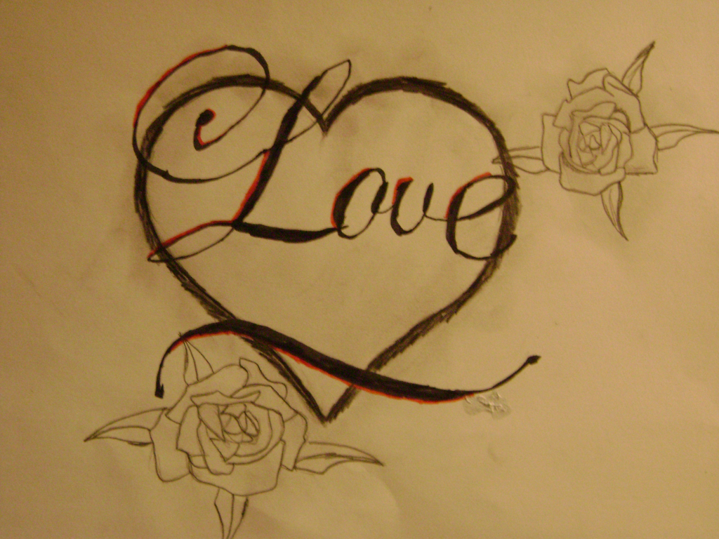 1024x768 Cute Heart Sketches Sketches Of Love Hearts Heart Love Drawing - Cute Heart Sketches
