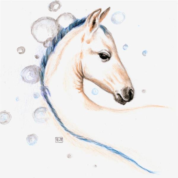 600x600 Cute Horse Bubbles Watercolor Microfiber Duvet Cover Seven - Cute Horse Sketch