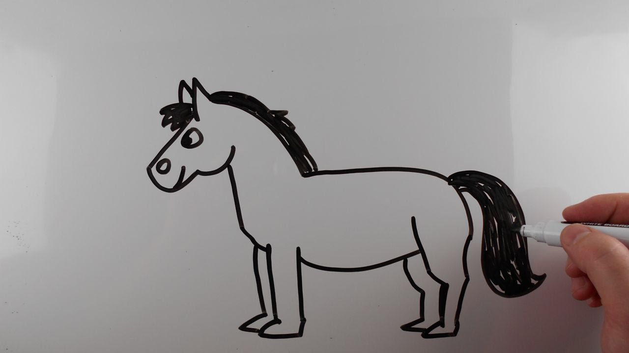 1280x720 How To Draw A Horse Step By Step Very Easy For Kids Drawing On A - Cute Horse Sketch