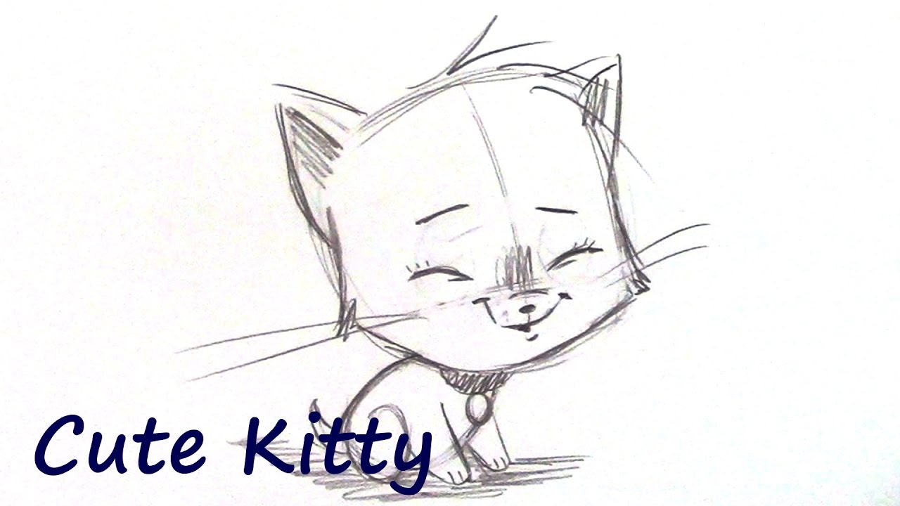 1280x720 How To Draw A Cute Kitten (Step By Step) - Cute Kitten Sketch