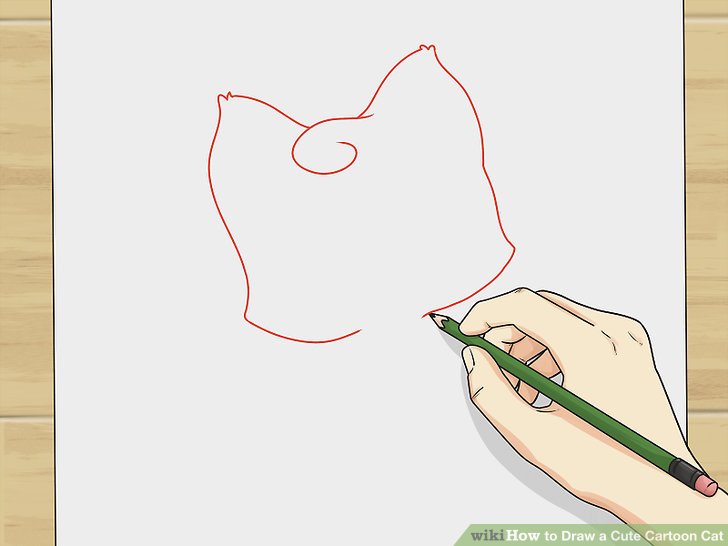 728x546 How To Draw A Cute Cartoon Cat 8 Steps (With Pictures) - Cute Kitty Sketch
