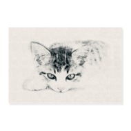 190x190 Cat Cute Kitty Illustration Carcoal Pencil Drawing By - Cute Kitty Sketch