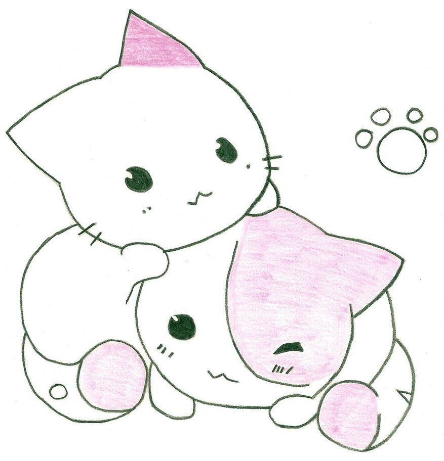 877x912 Cute Anime Cat Drawing Cats Are Soooo Cute! My Girl - Cute Kitty Sketch