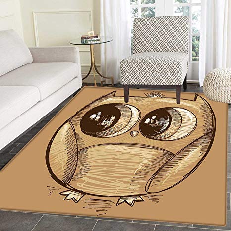 466x466 Doodle Small Rug Carpet Cute Owl Sketch With Realistic - Cute Owl Sketch