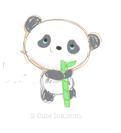 409x451 Collection Of Cute Panda With Bamboo Drawing High Quality - Cute Panda Sketch