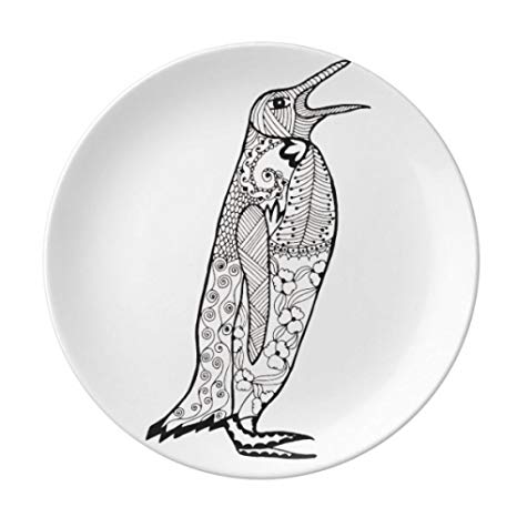 466x466 Cute Penguin Animal Portrait Sketch Dessert Plate - Cute Penguin Sketch