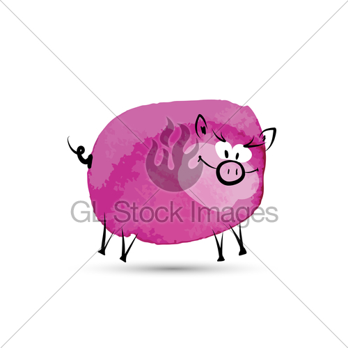500x500 Funny Pig. Watercolor Sketch For Your Design Gl Stock Images - Cute Pig Sketch