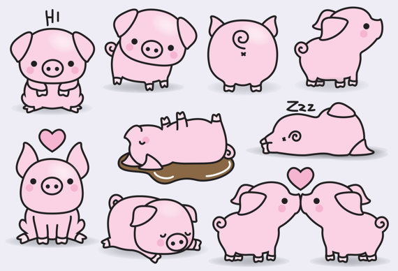 570x388 Premium Vector Clipart - Cute Pig Sketch