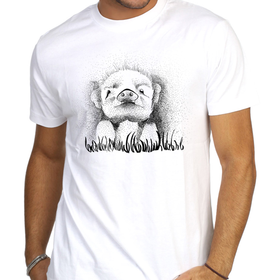 561x566 Cute Pig Sketch On T Shirt - Cute Pig Sketch