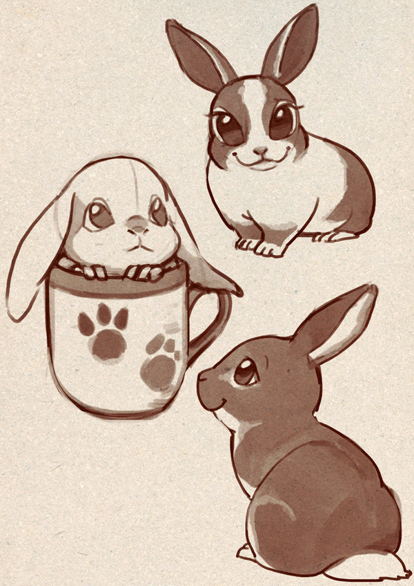 600x848 Rabbit Sketch By Kukon - Cute Rabbit Sketch