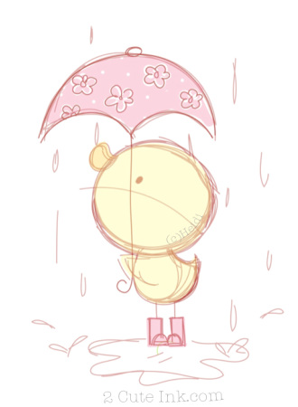 330x450 A Cute Duck Holding An Umbrella Sketch Created In Adobe Ideas - Cute Sketch Ideas