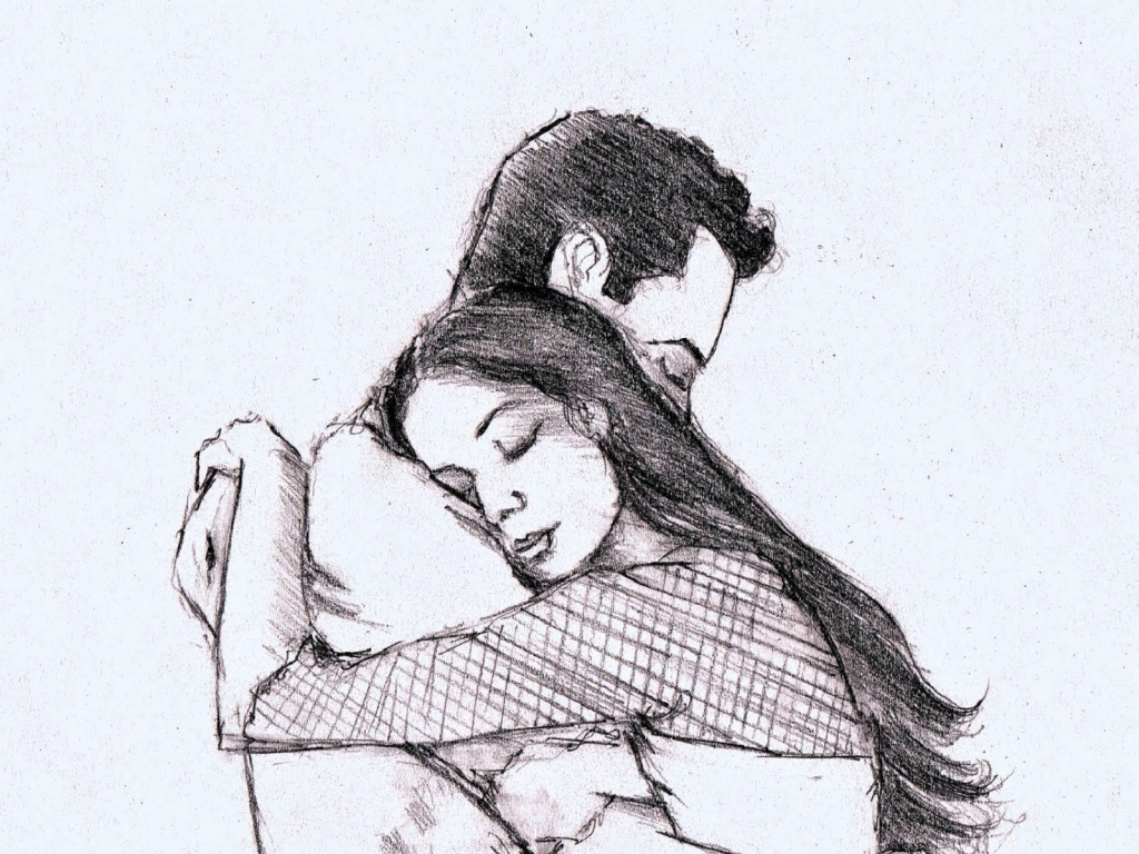 1024x768 Cute Couple Drawings - Cute Sketch Images
