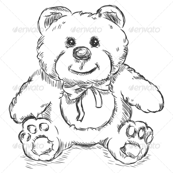 590x590 Teddy Bear Sketch By Nikiteev Graphicriver - Cute Teddy Bear Sketch