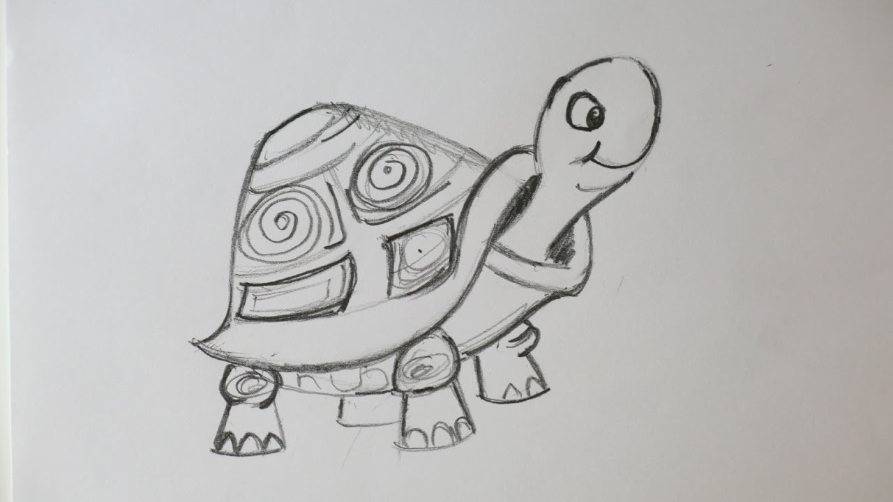 1280x720 Diy Sketching A Turtle. How To Sketch A Cute Turtle. - Cute Turtle Sketch