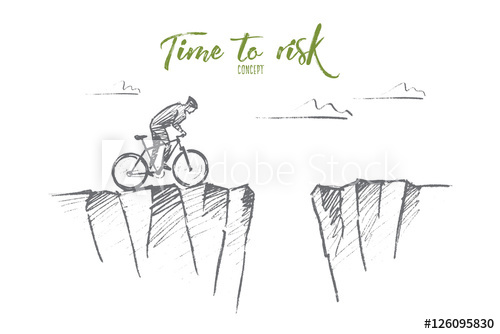 500x334 Vector Hand Drawn Time To Risk Concept Sketch. Cyclist Riding To - Cyclist Sketch