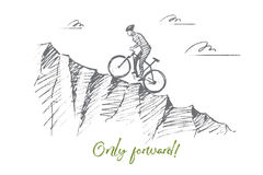 240x160 Hand Drawn Cyclist Riding Uphill Lettering Vector Forward Concept - Cyclist Sketch