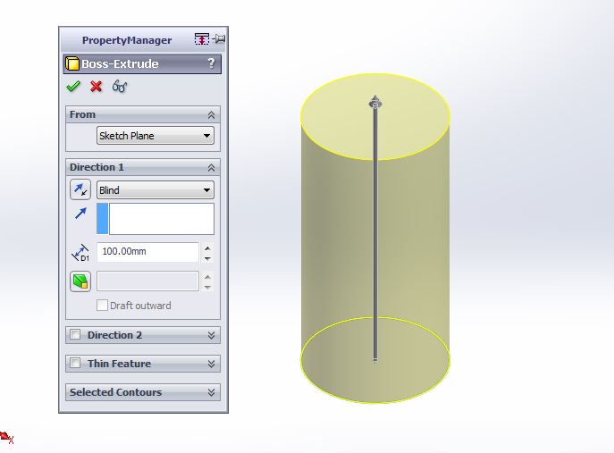 687x507 Solidworks Exercises For Creating 3d Cylinder And Cone Tutorial - Cylinder Sketch