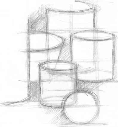395x426 Underdrawing - Cylinder Sketch