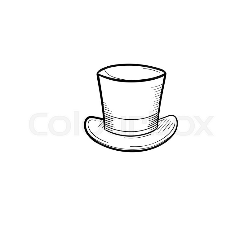 800x800 Vector Hand Drawn Top Hat Outline Doodle Icon. Cylinder Sketch - Cylinder Sketch
