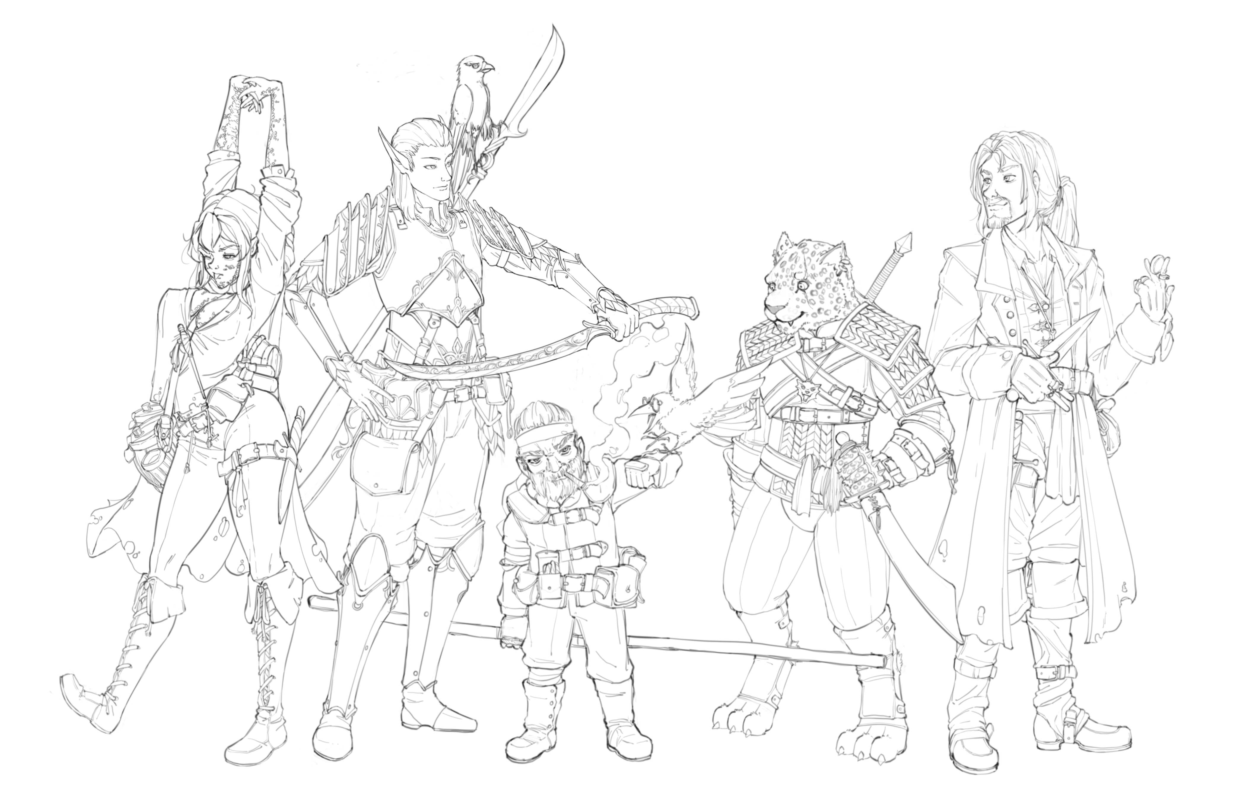 4200x2700 Oc] [Art] Drew A Clean Sketch Of Our Dampd Campaign Party Dnd - D&D Sketch