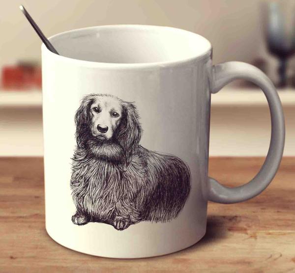 600x556 Long Haired Dachshund Sketch Mug - Dachshund Sketch