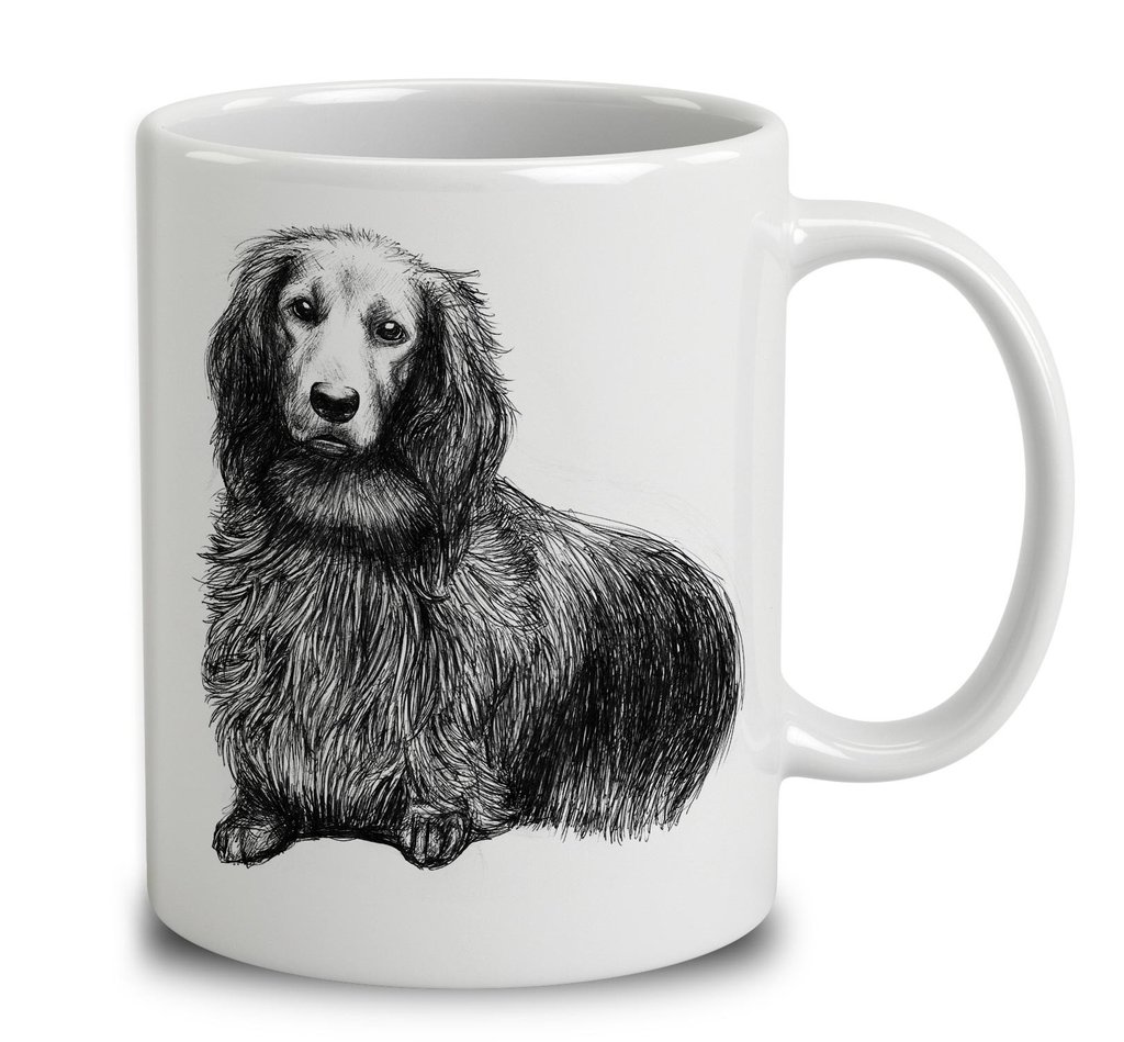 1024x949 Long Haired Dachshund Sketch Mug Empire - Dachshund Sketch