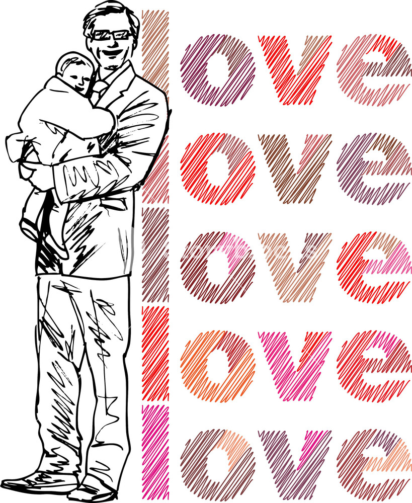 819x1000 Sketch Of Dad And Daughter Royalty Free Stock Image - Dad Sketch